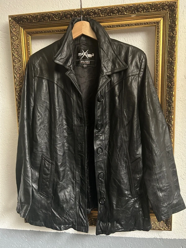 CHAQUETA CUERO NEGRA-TALLA-L